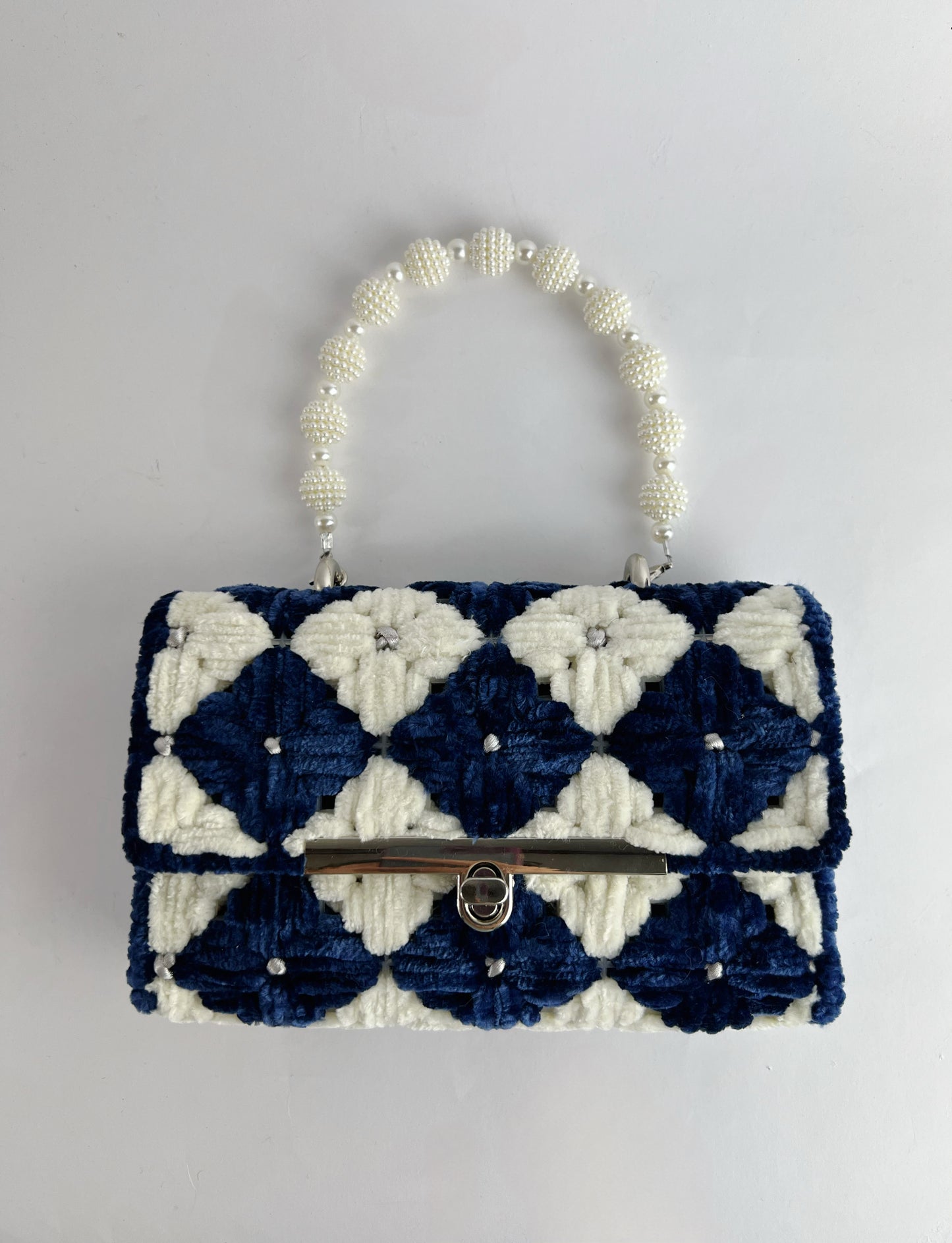 Borsa Fiori bianchi e blu