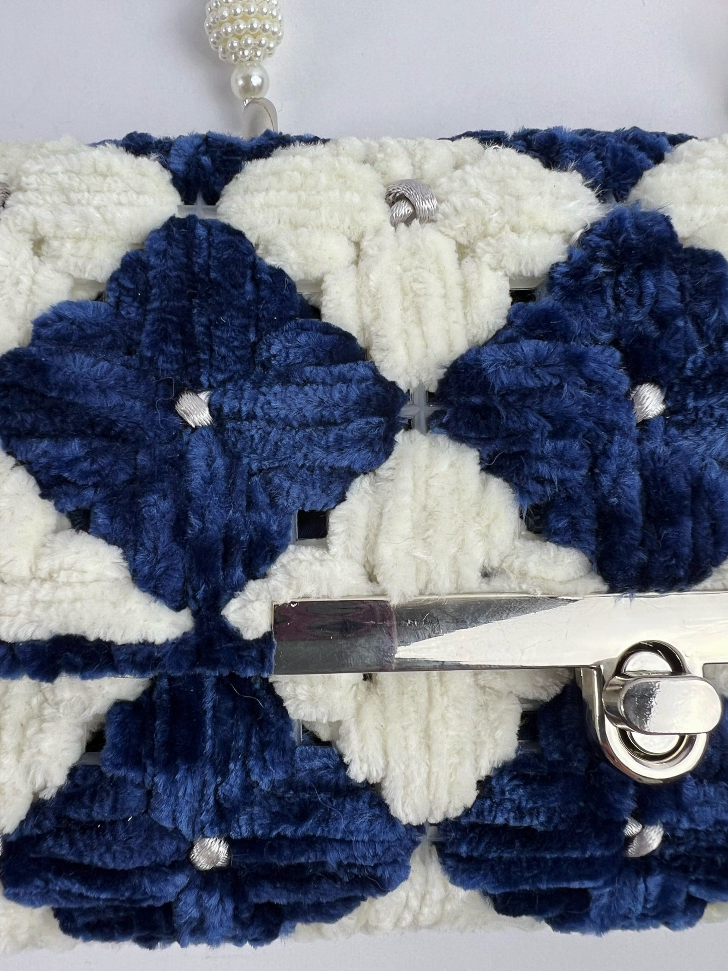 Borsa Fiori bianchi e blu