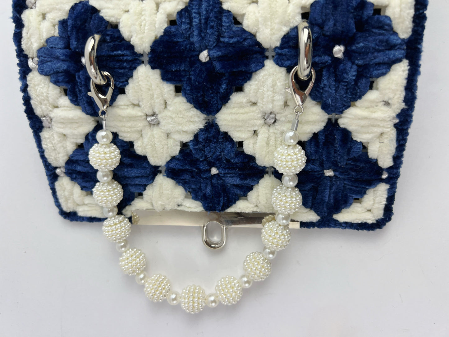 Borsa Fiori bianchi e blu