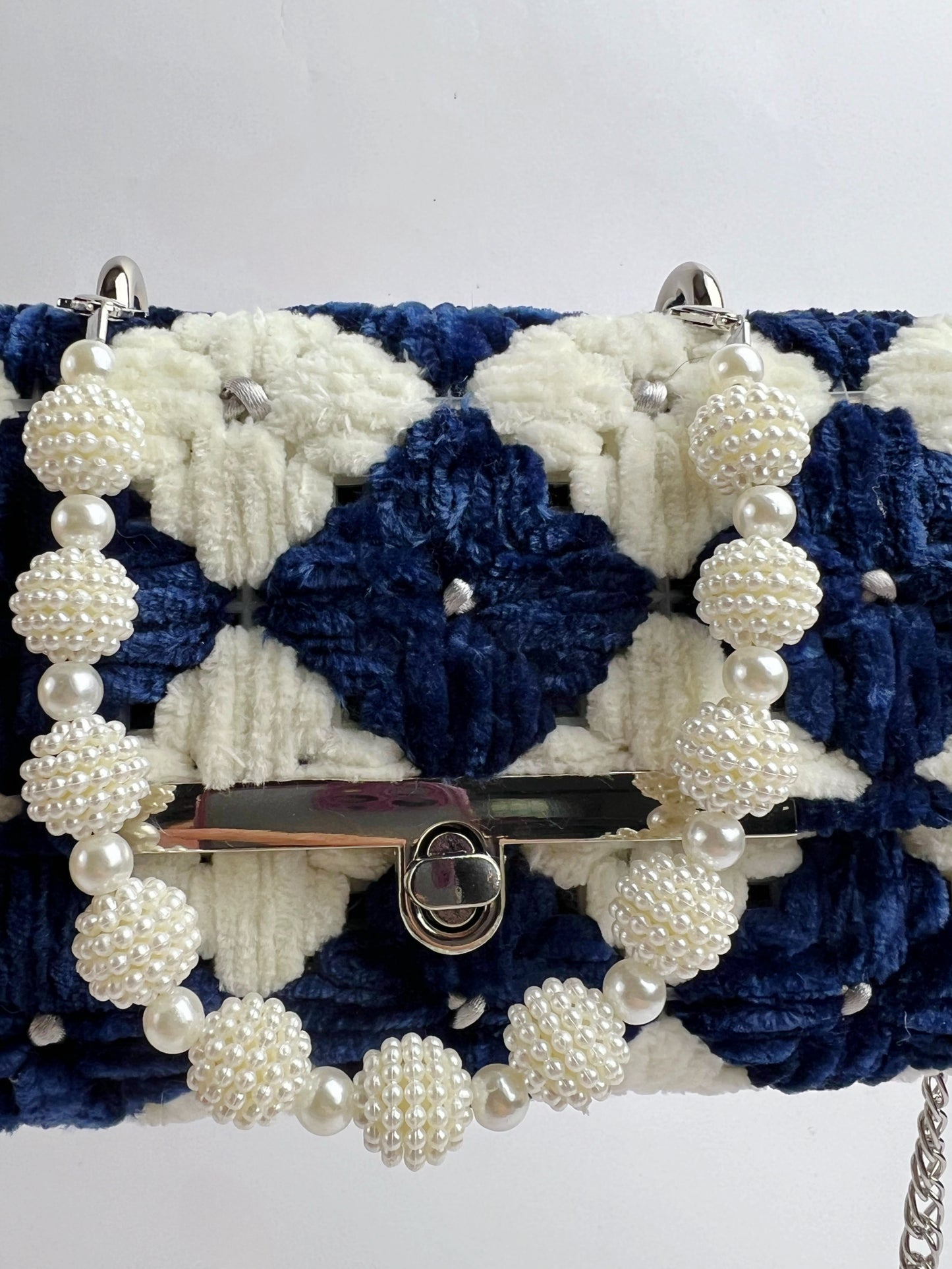 Borsa Fiori bianchi e blu