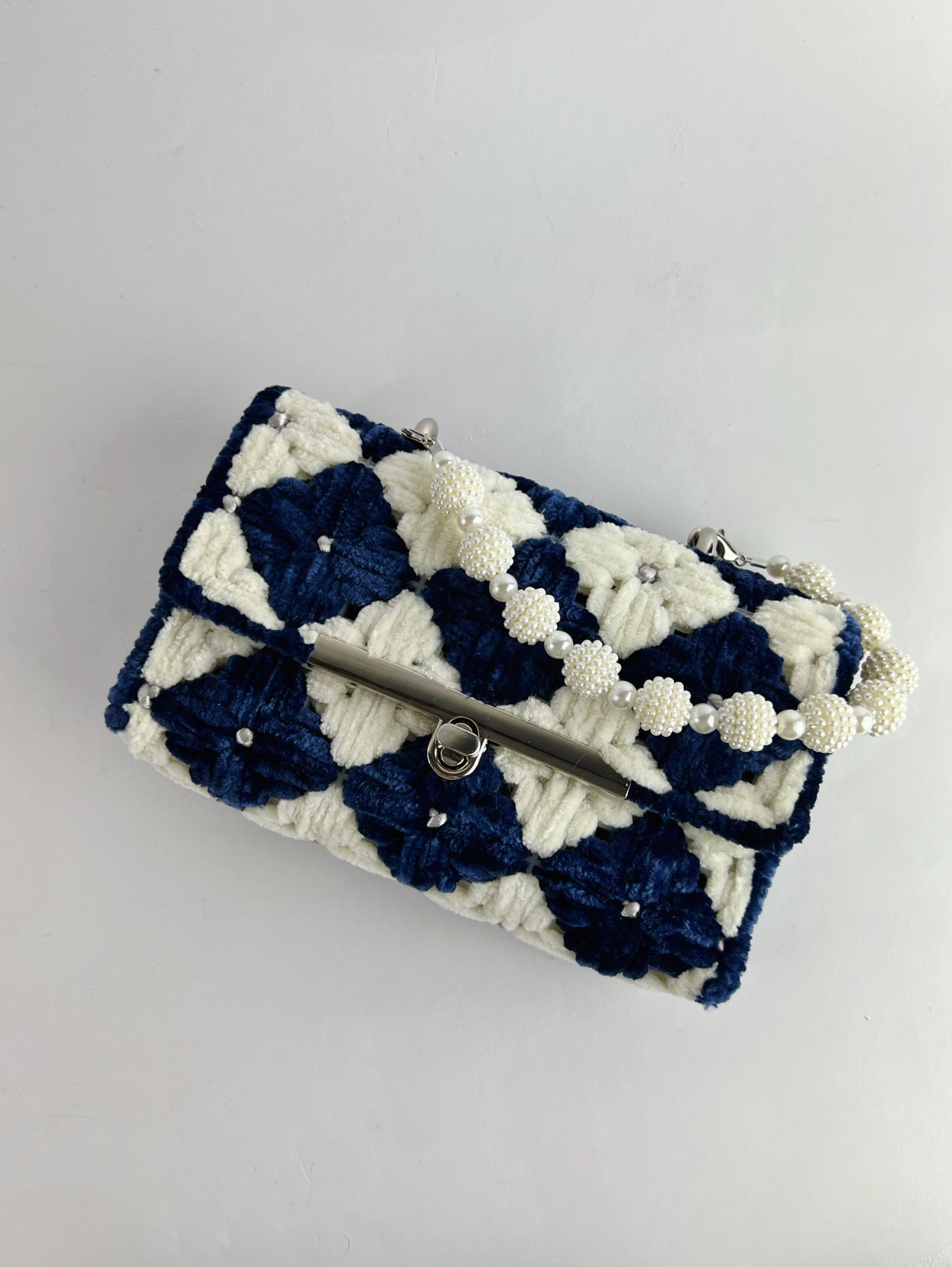Borsa Fiori bianchi e blu