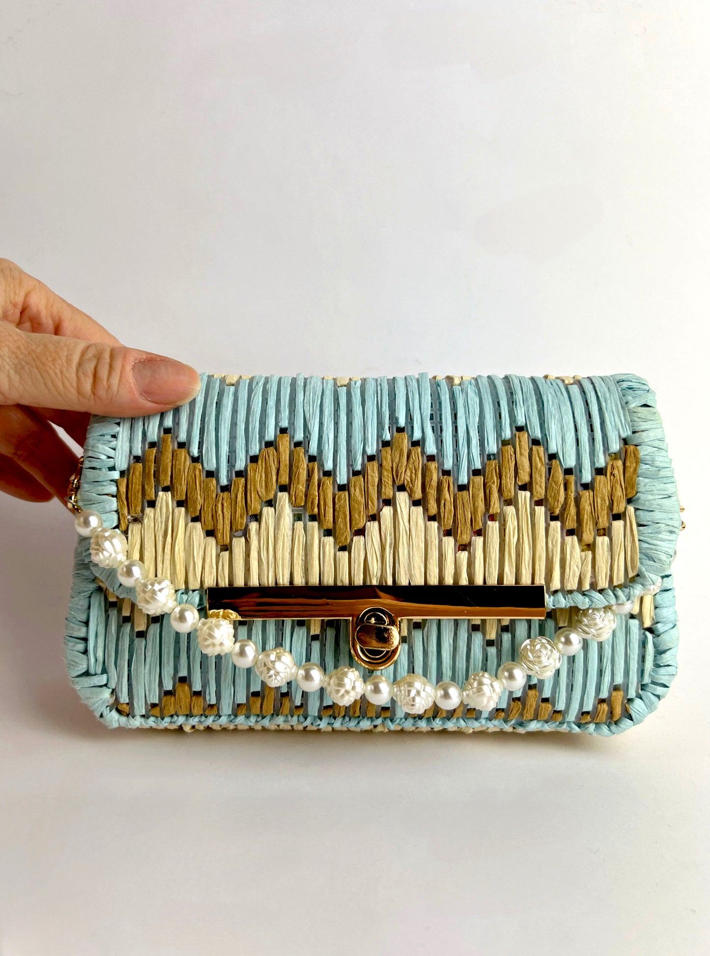 Borsa ZigZag In Juta Ricamata su Rete