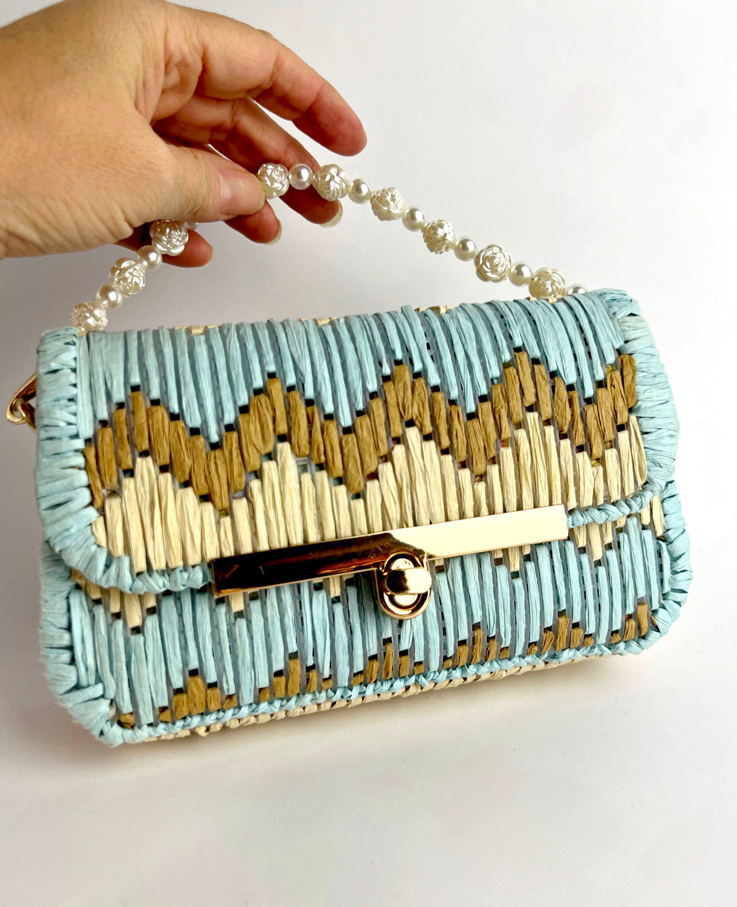 Borsa ZigZag In Juta Ricamata su Rete